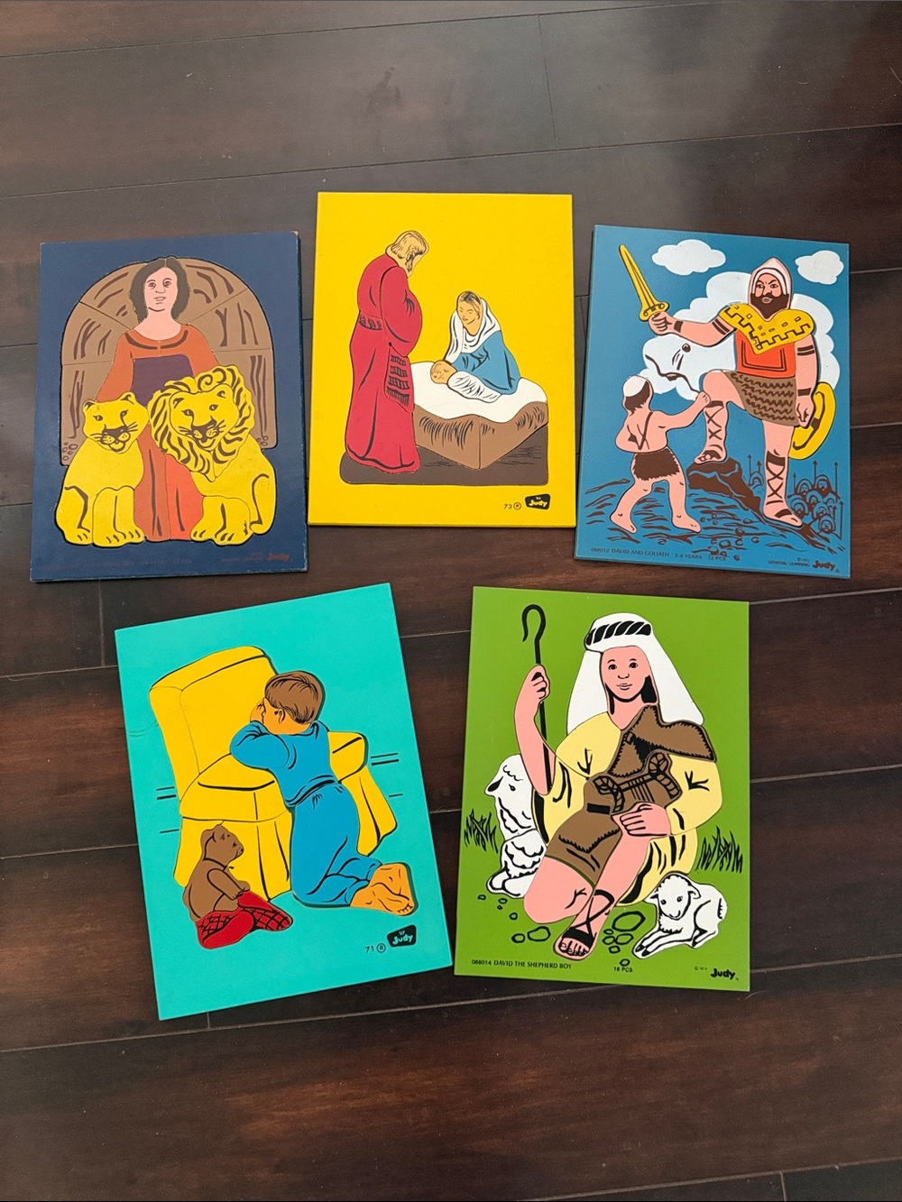 Set of 5 Vintage Judy Religious Wooden Puzzles